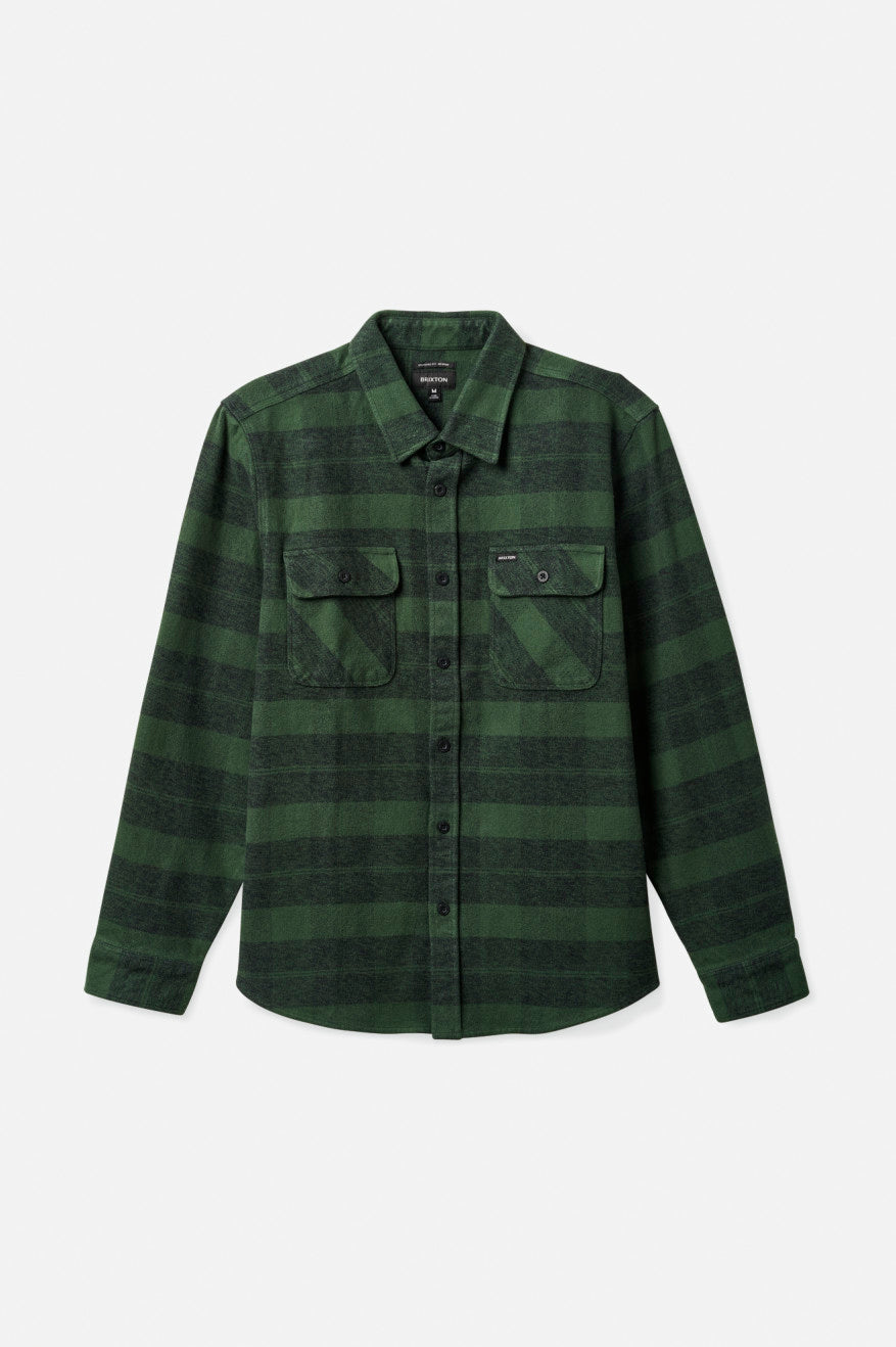 Brixton Bowery Heavy Weight L/S Flanell Toppe Herre Grøn | 3940LVMOI