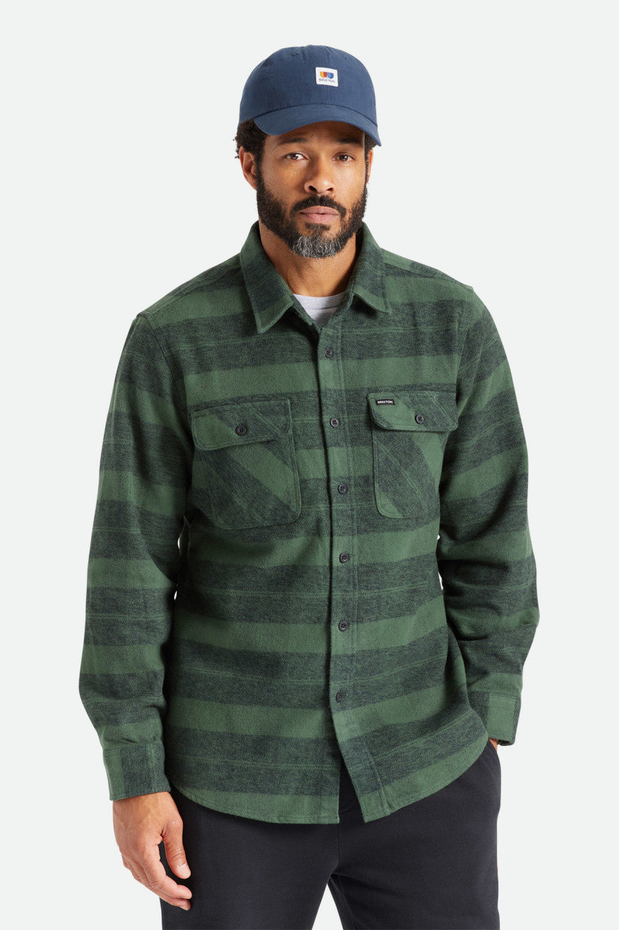 Brixton Bowery Heavy Weight L/S Flanell Toppe Herre Grøn | 3940LVMOI