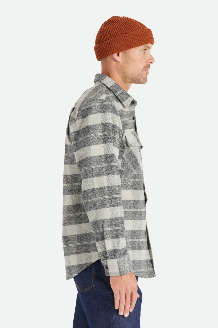 Brixton Bowery Heavy Weight L/S Flanell Toppe Herre Sort Grå | 5641ETJHQ