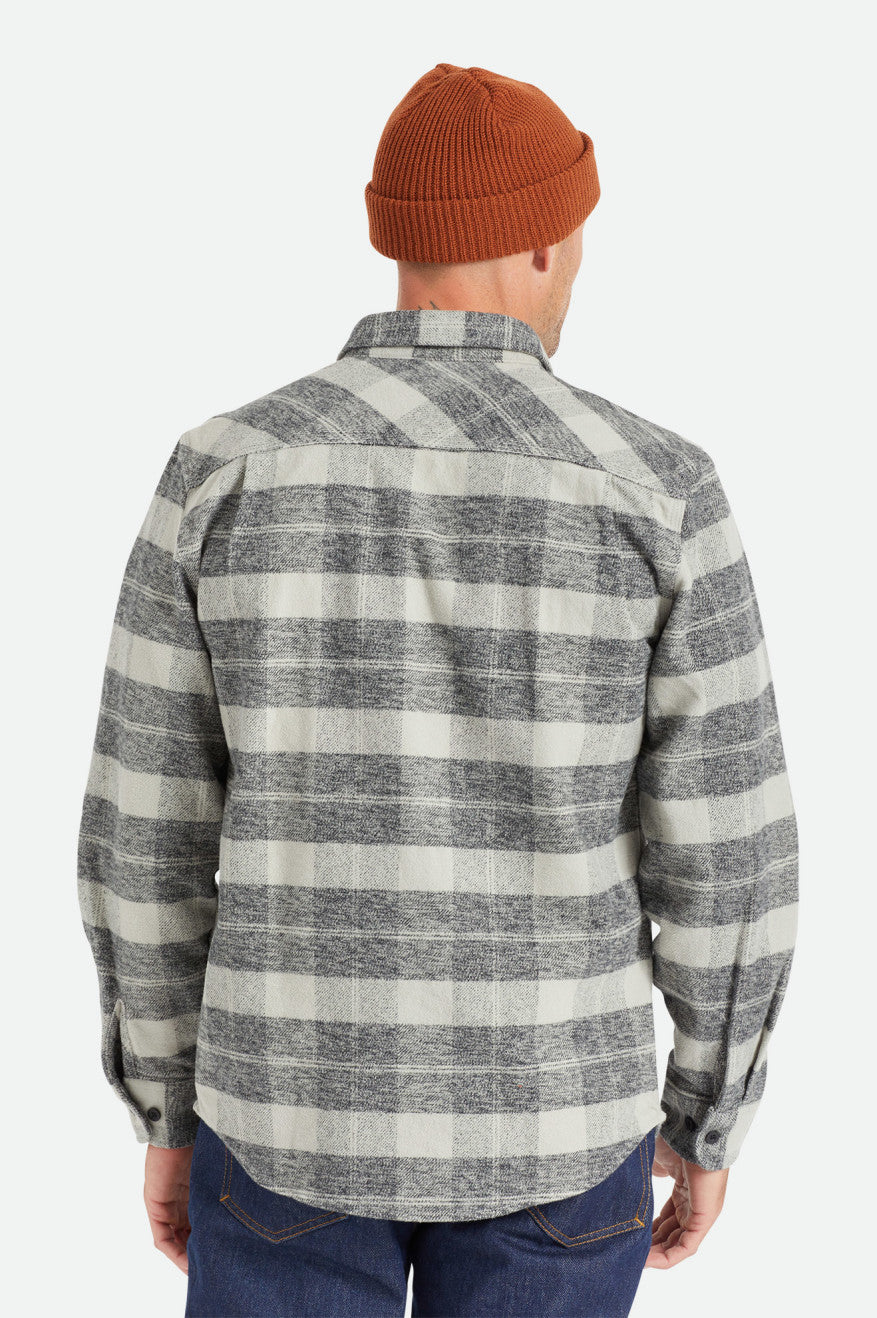 Brixton Bowery Heavy Weight L/S Flanell Toppe Herre Sort Grå | 5641ETJHQ