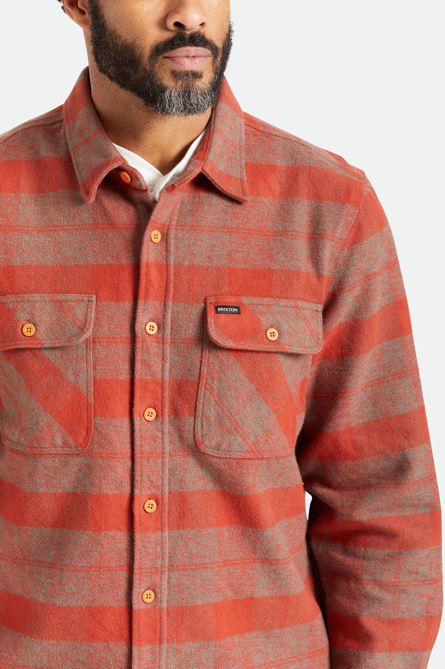 Brixton Bowery Heavy Weight L/S Flanell Toppe Herre Rød | 9523SOZLV