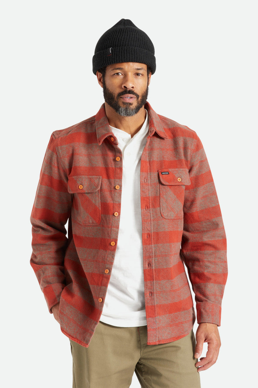 Brixton Bowery Heavy Weight L/S Flanell Toppe Herre Rød | 9523SOZLV