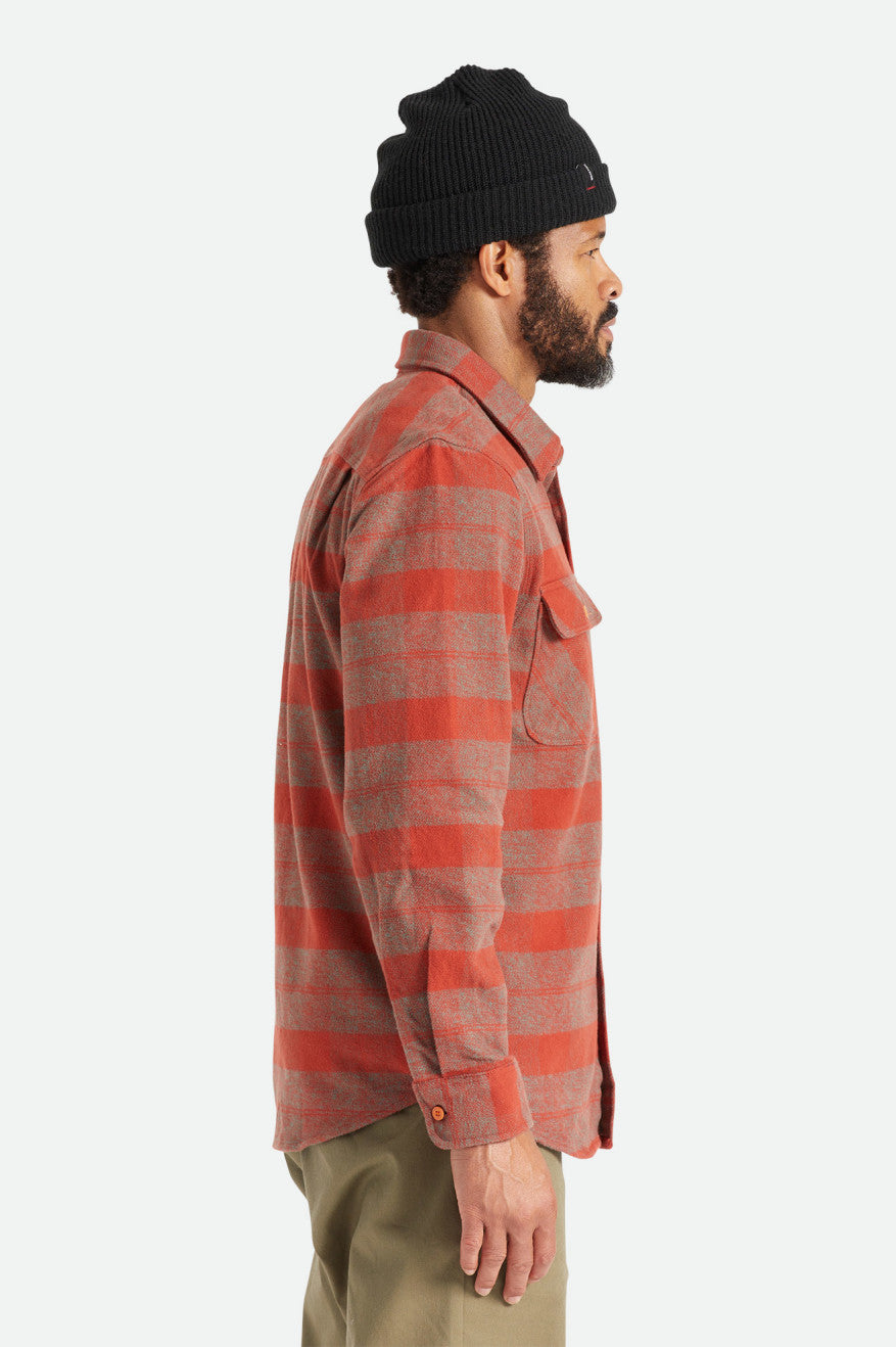 Brixton Bowery Heavy Weight L/S Flanell Toppe Herre Rød | 9523SOZLV