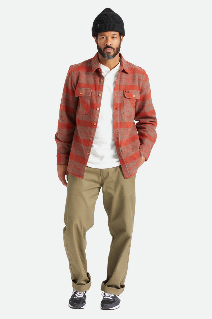 Brixton Bowery Heavy Weight L/S Flanell Toppe Herre Rød | 9523SOZLV