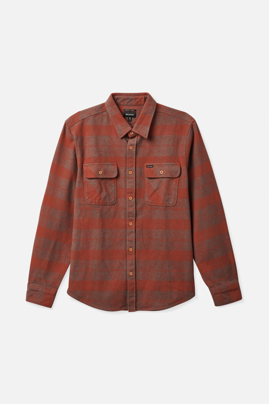 Brixton Bowery Heavy Weight L/S Flanell Toppe Herre Rød | 9523SOZLV