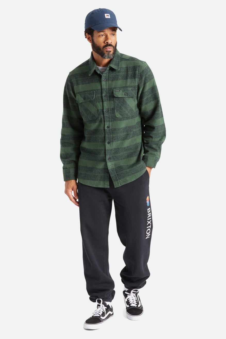 Brixton Bowery Heavy Weight L/S Vævede Toppe Herre Grøn | 9741UYOCG