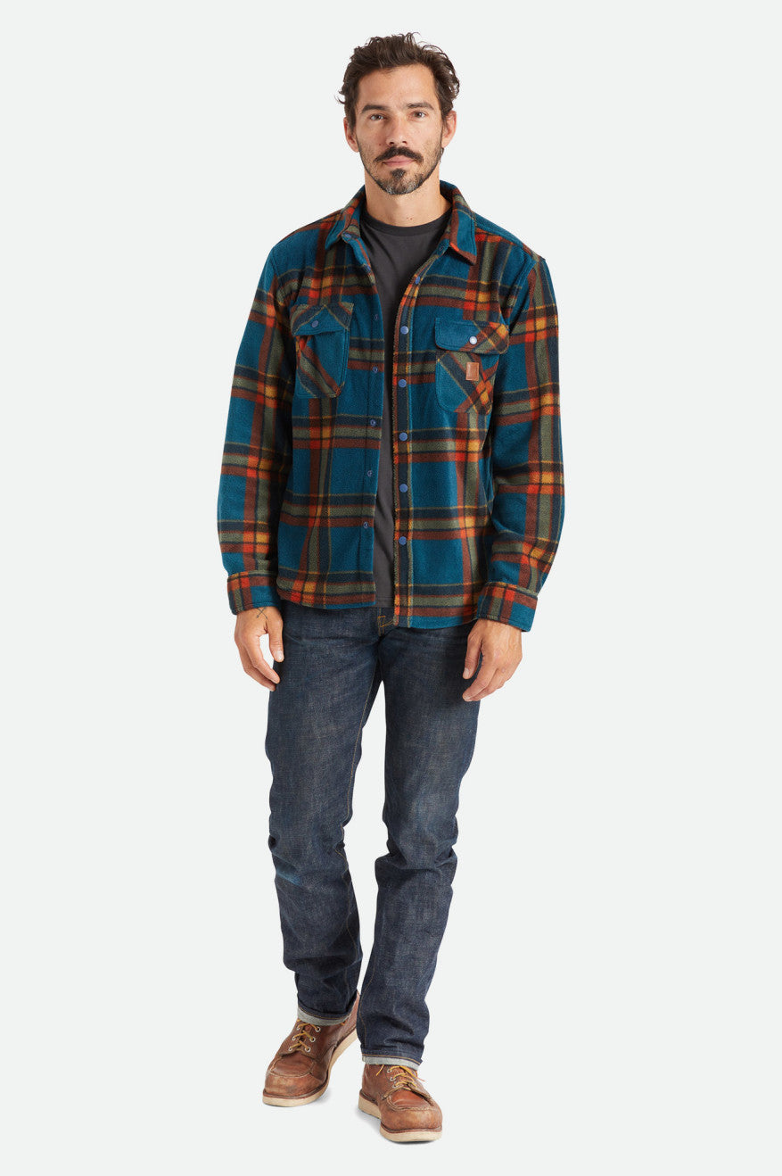 Brixton Bowery L/S Arctic Stretch Fleece Flanell Toppe Herre Dyb Blå | 8061JSYAD