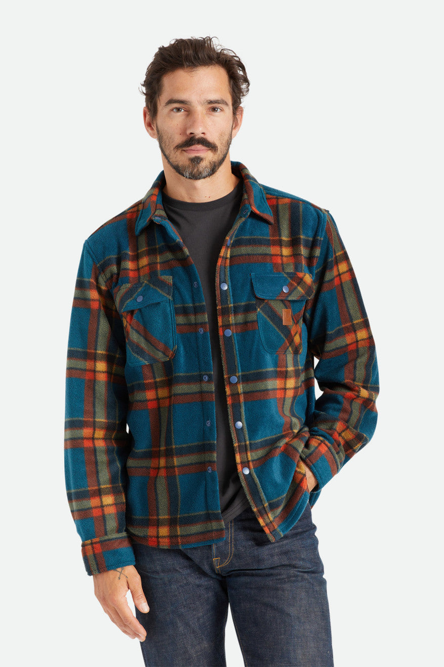 Brixton Bowery L/S Arctic Stretch Fleece Flanell Toppe Herre Dyb Blå | 8061JSYAD