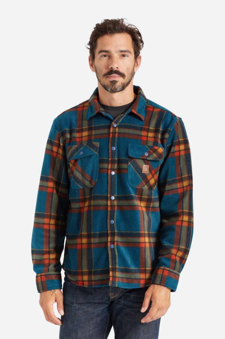 Brixton Bowery L/S Arctic Stretch Fleece Flanell Toppe Herre Dyb Blå | 8061JSYAD