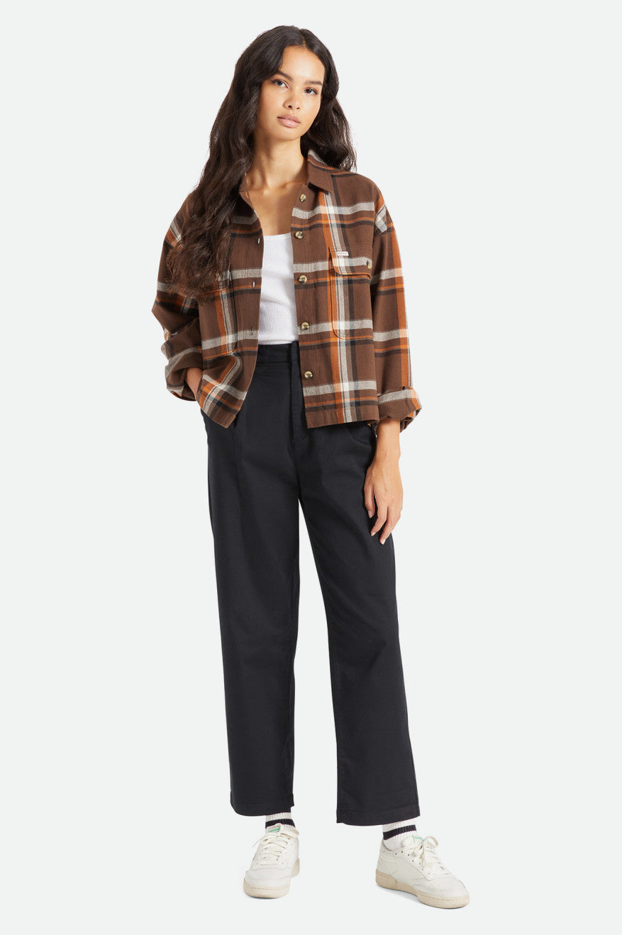 Brixton Bowery L/S Flanell Toppe Dame Brune | 6821BJRVG