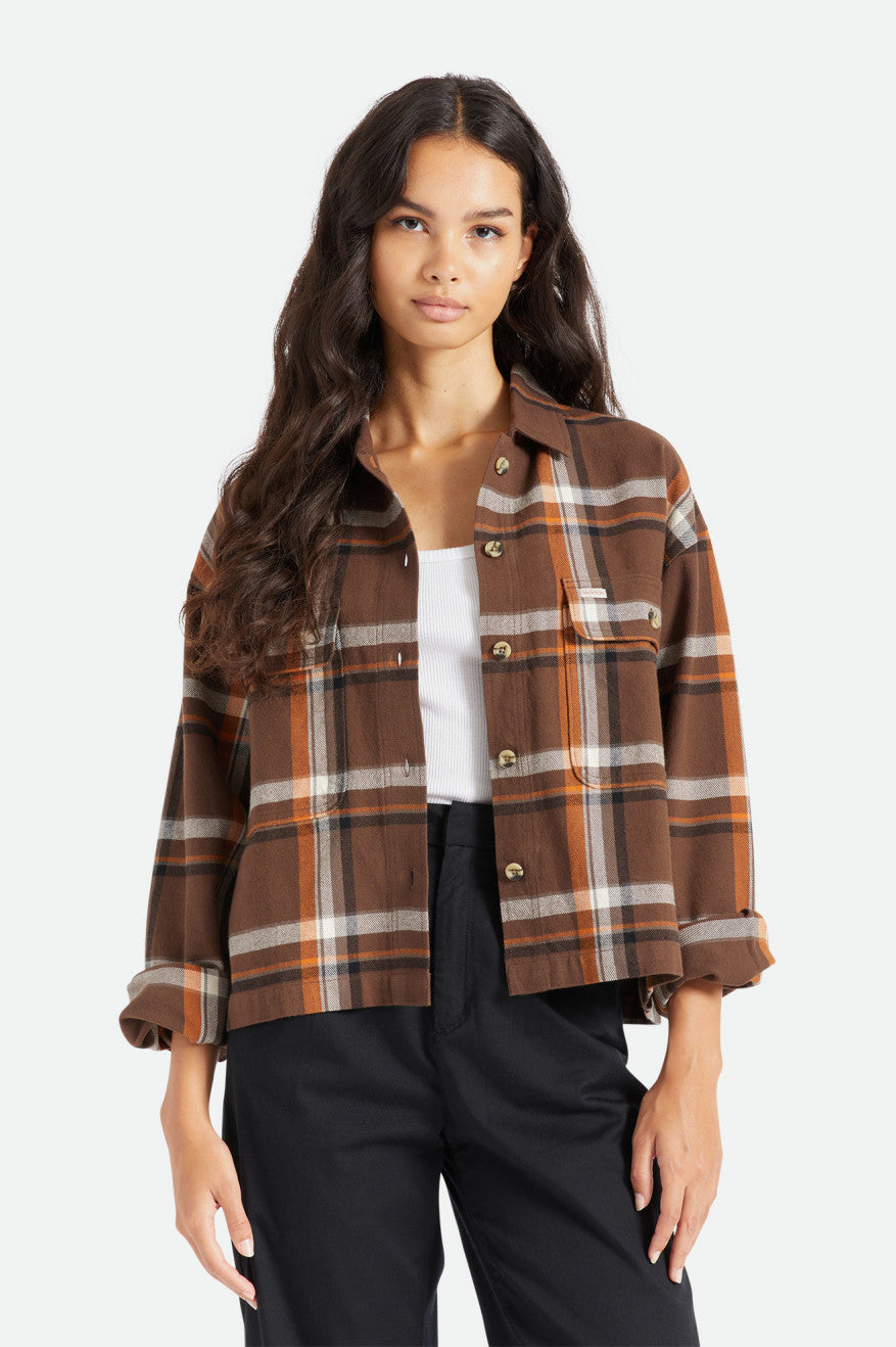 Brixton Bowery L/S Flanell Toppe Dame Brune | 6821BJRVG