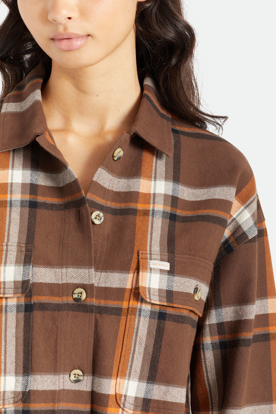 Brixton Bowery L/S Flanell Toppe Dame Brune | 6821BJRVG