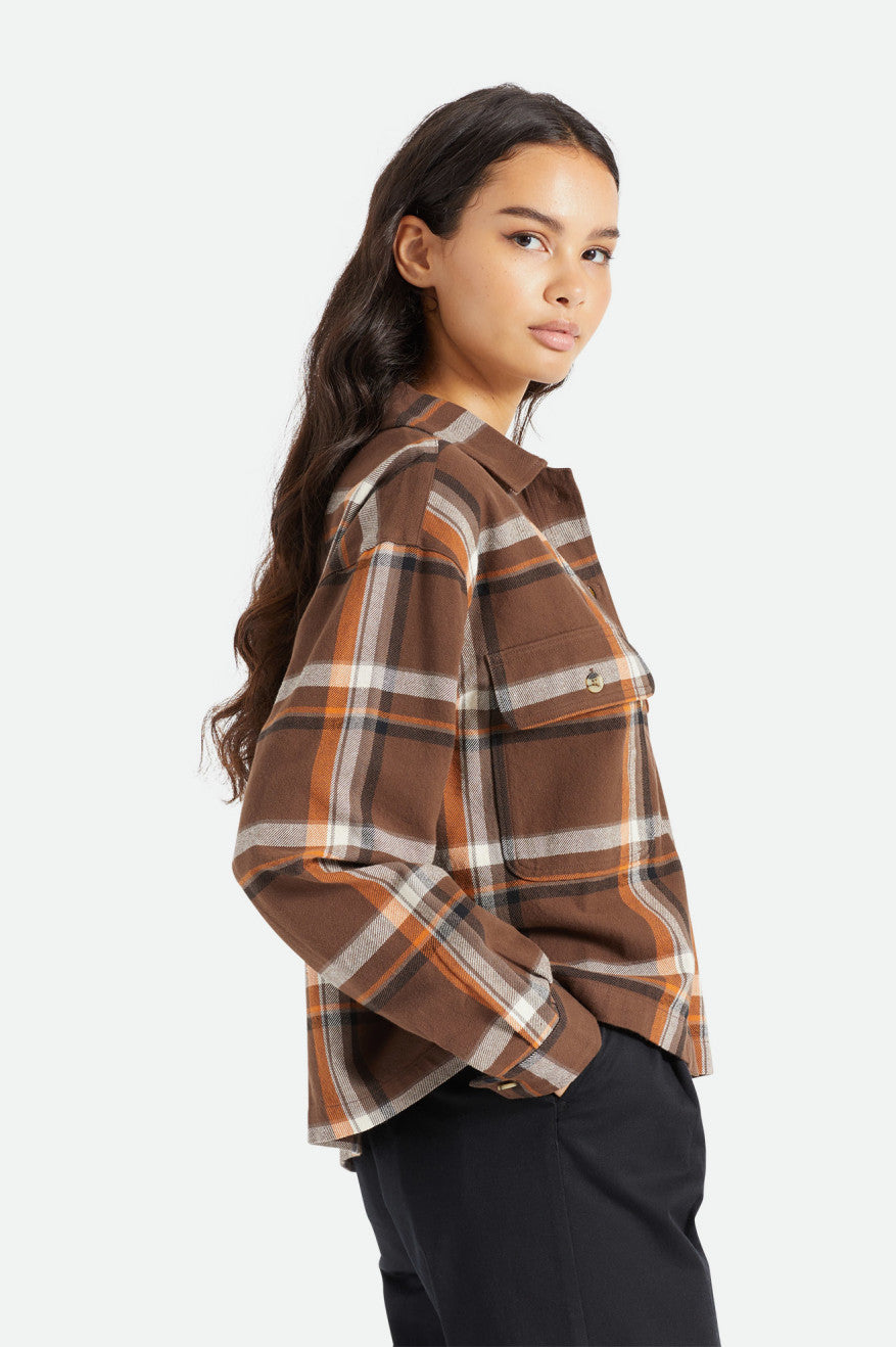 Brixton Bowery L/S Flanell Toppe Dame Brune | 6821BJRVG