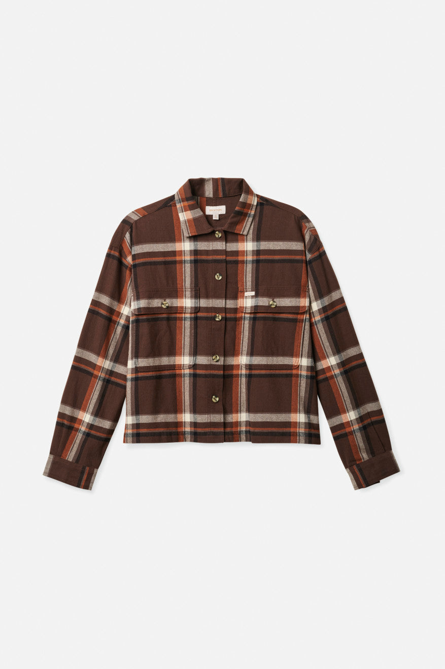 Brixton Bowery L/S Flanell Toppe Dame Brune | 6821BJRVG