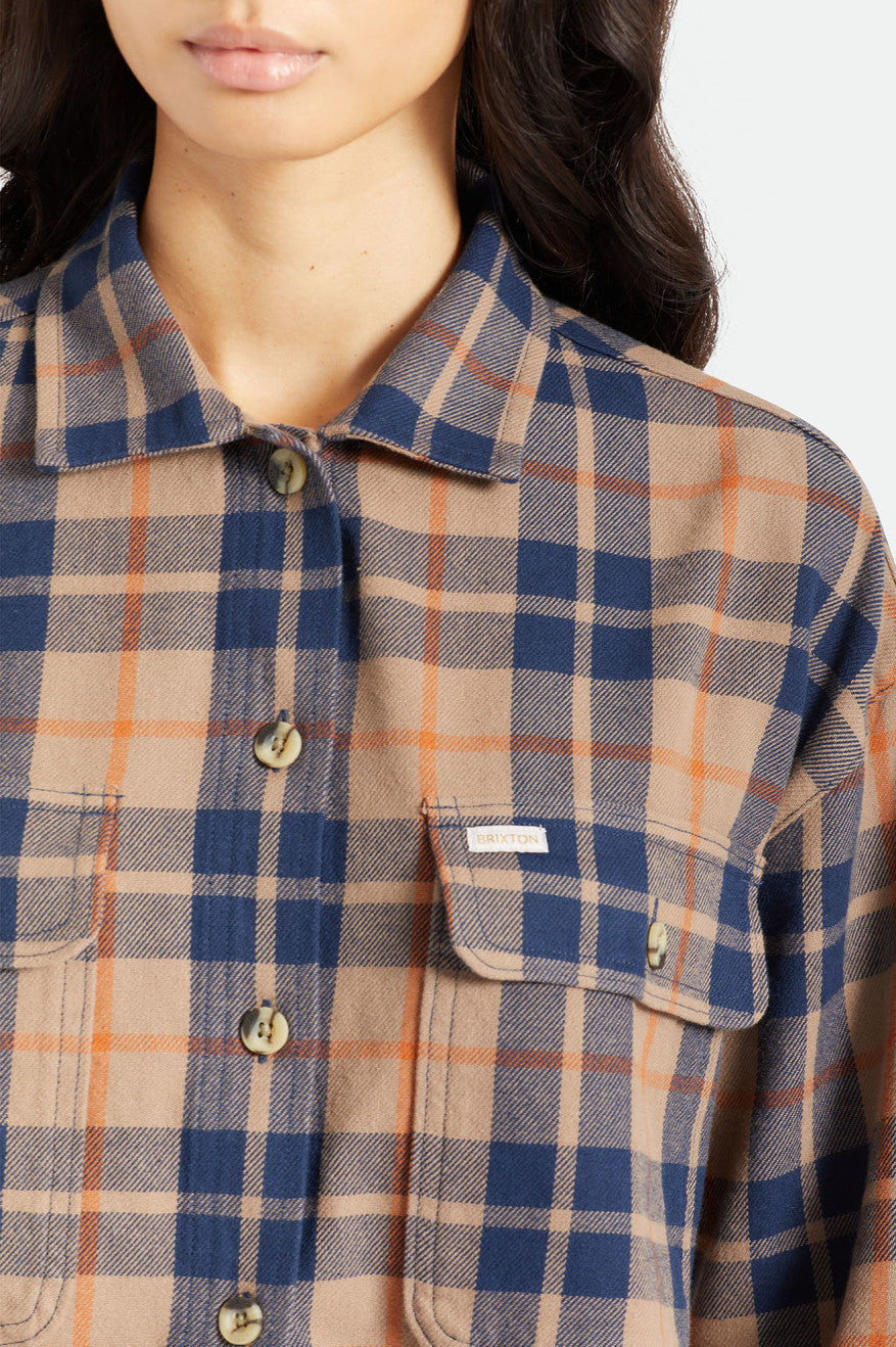 Brixton Bowery L/S Flanell Toppe Dame Dyb Grøn | 3485INMZX