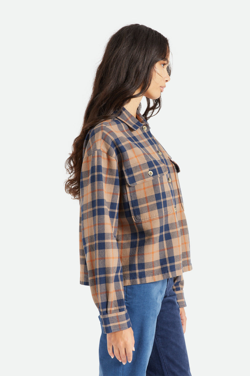 Brixton Bowery L/S Flanell Toppe Dame Dyb Grøn | 3485INMZX