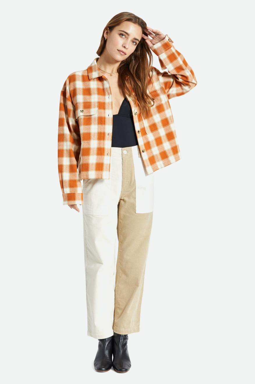 Brixton Bowery L/S Flanell Toppe Dame Orange | 7920AFNUC