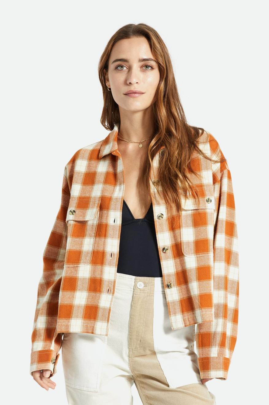 Brixton Bowery L/S Flanell Toppe Dame Orange | 7920AFNUC