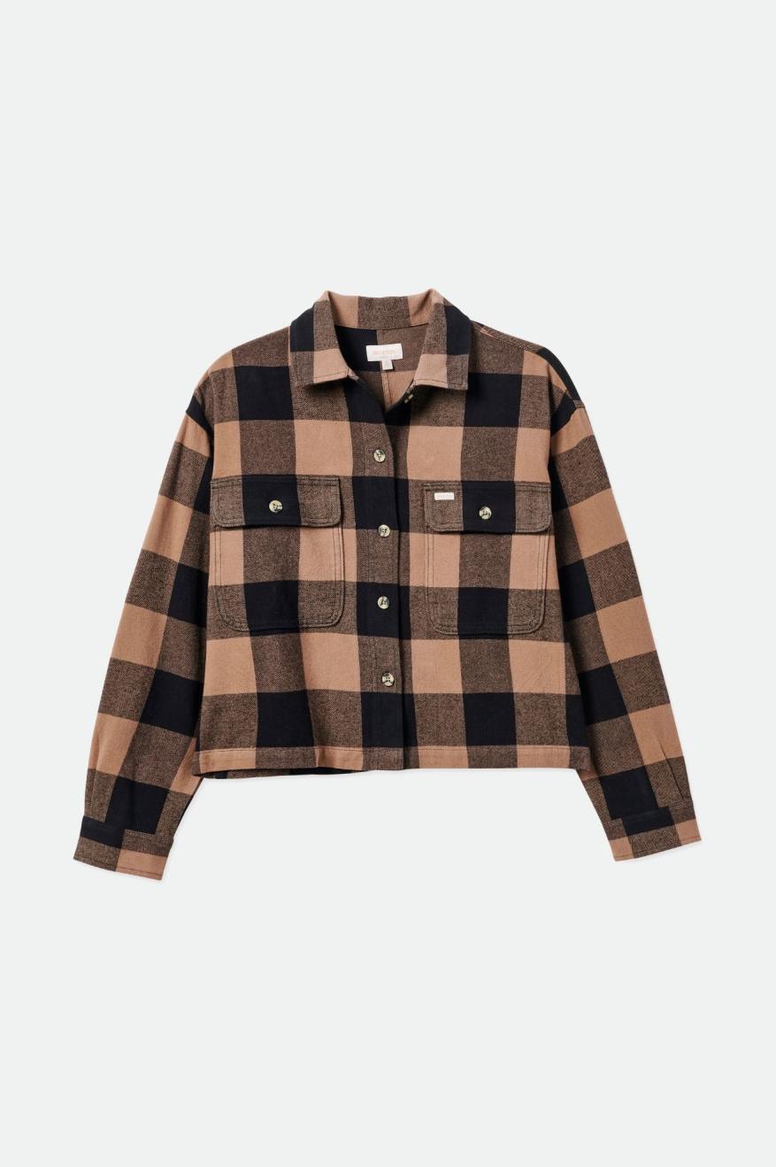 Brixton Bowery L/S Flanell Toppe Dame Sort | 0924YKNOT