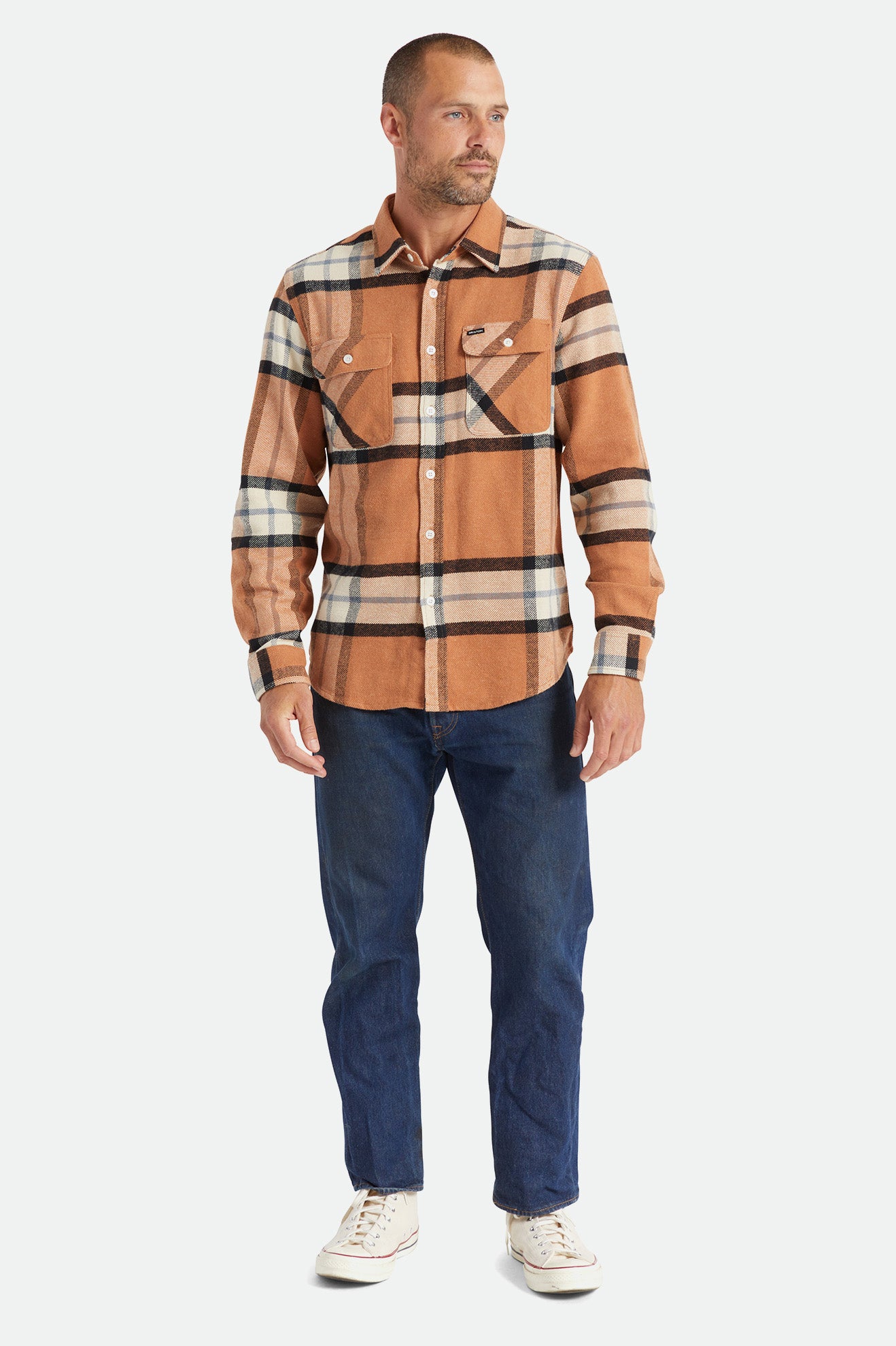 Brixton Bowery L/S Flanell Toppe Herre Beige | 1265ZHEDN