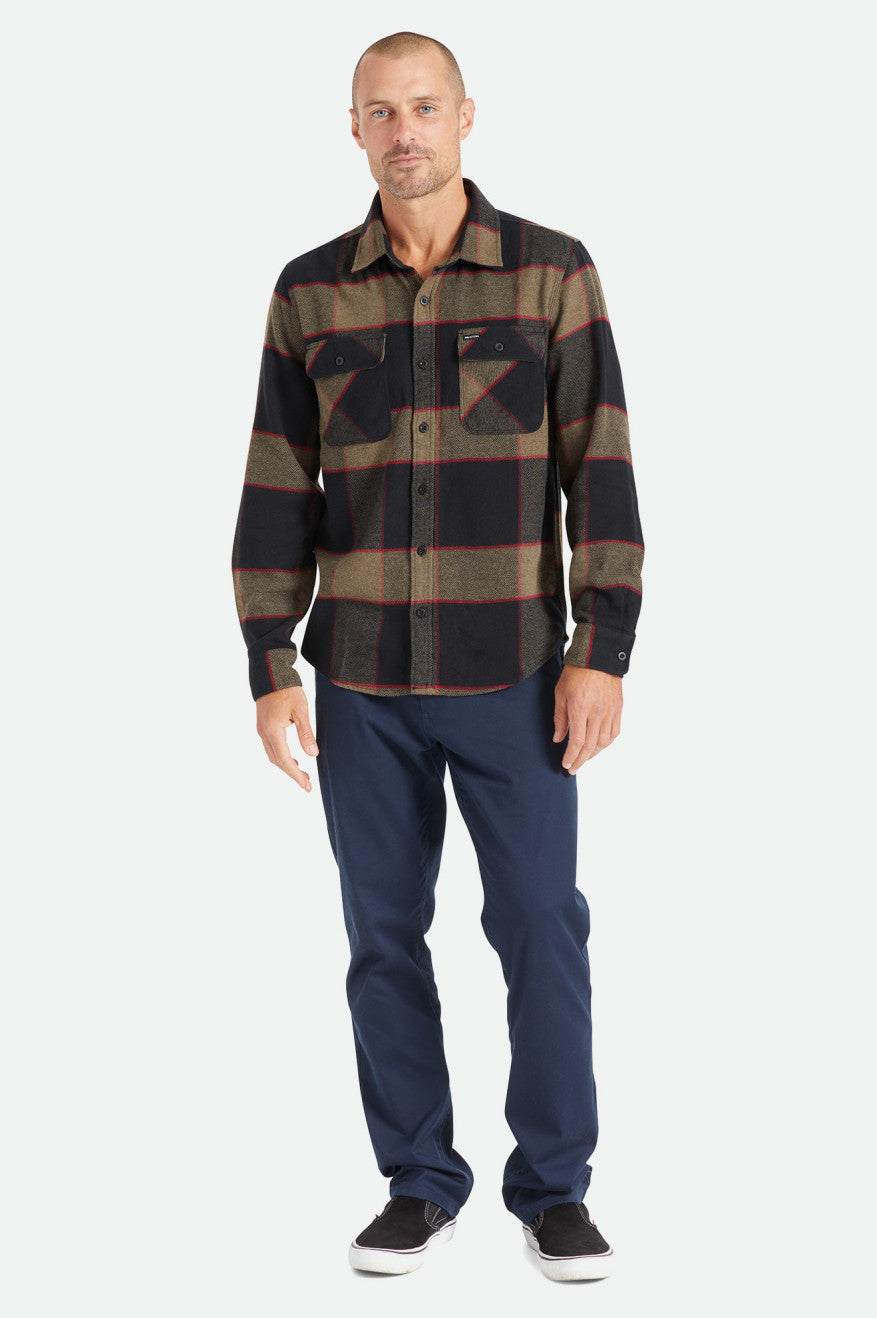 Brixton Bowery L/S Flanell Toppe Herre Grå | 1458XJIYM