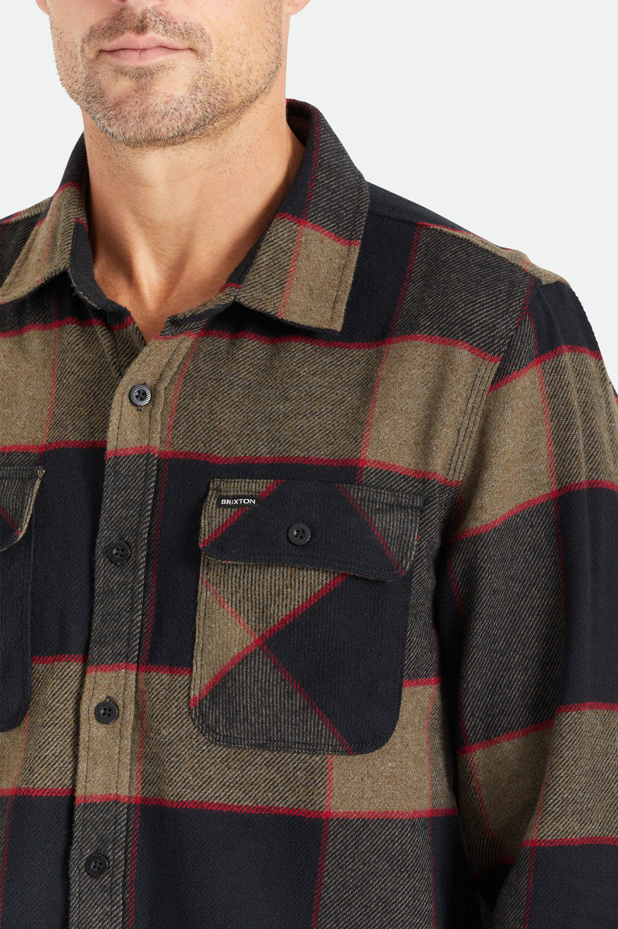 Brixton Bowery L/S Flanell Toppe Herre Grå | 1458XJIYM