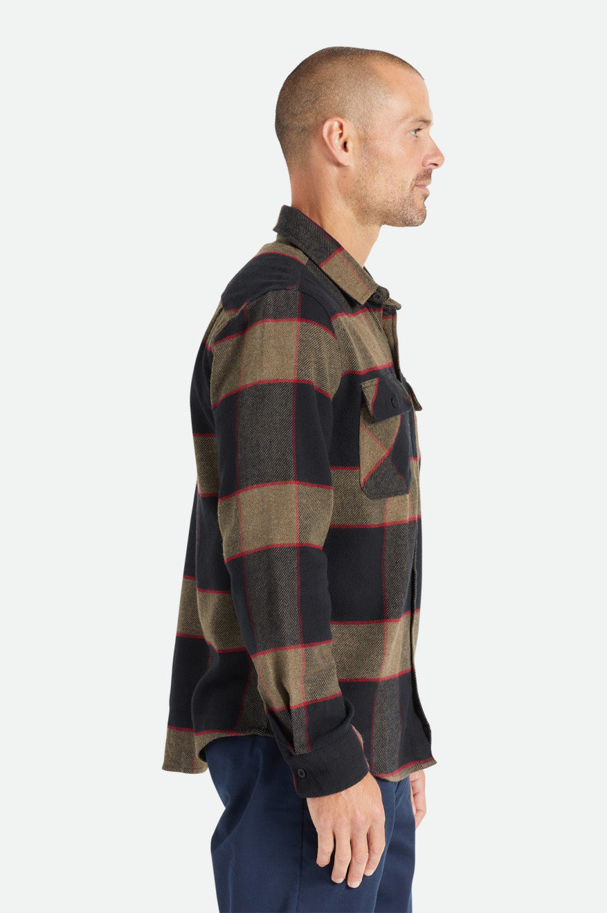 Brixton Bowery L/S Flanell Toppe Herre Grå | 1458XJIYM