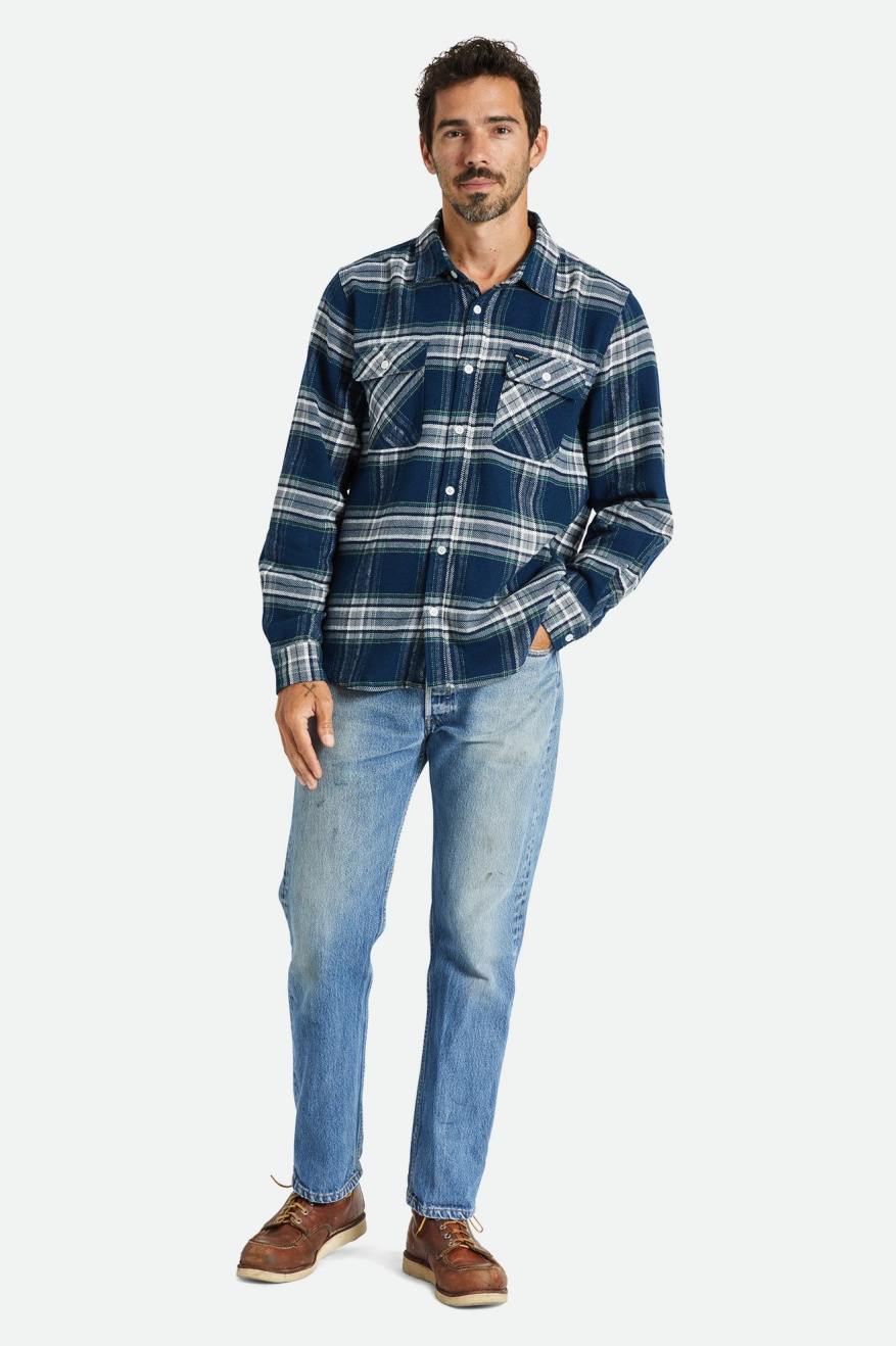 Brixton Bowery L/S Flanell Toppe Herre Grå | 2309KAEMX