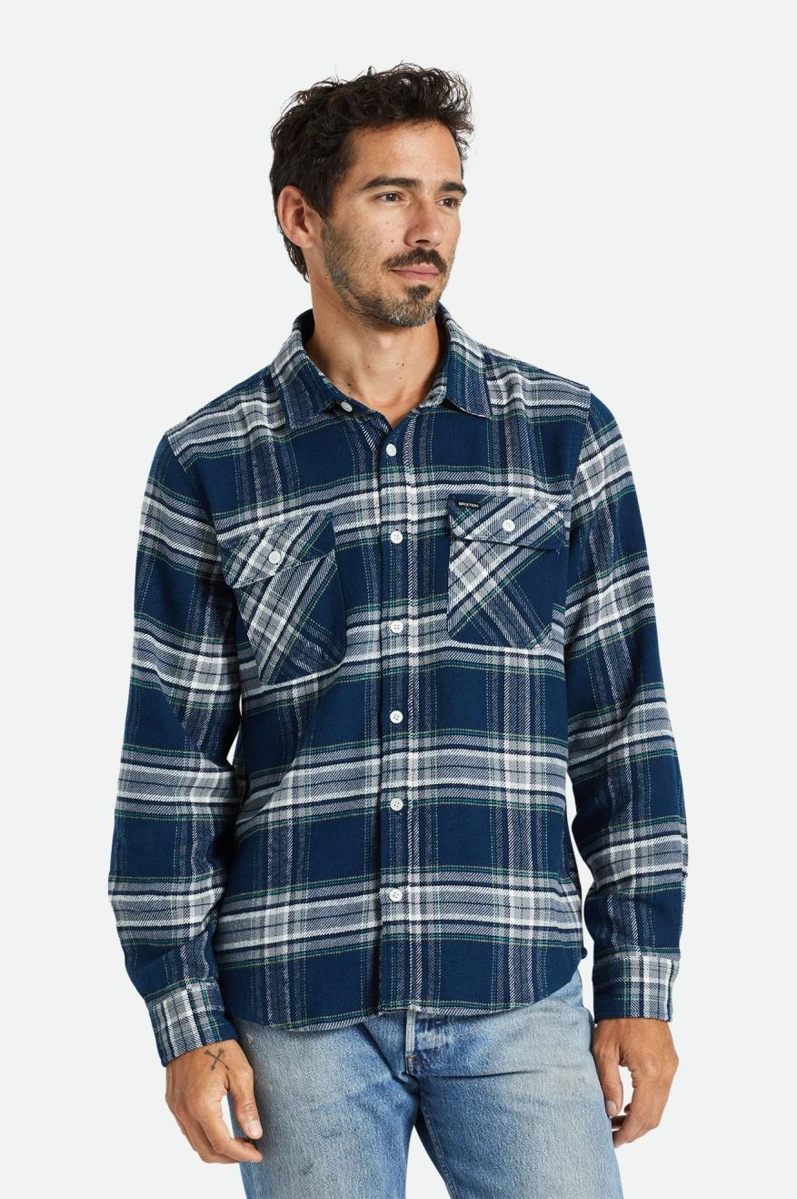 Brixton Bowery L/S Flanell Toppe Herre Grå | 2309KAEMX