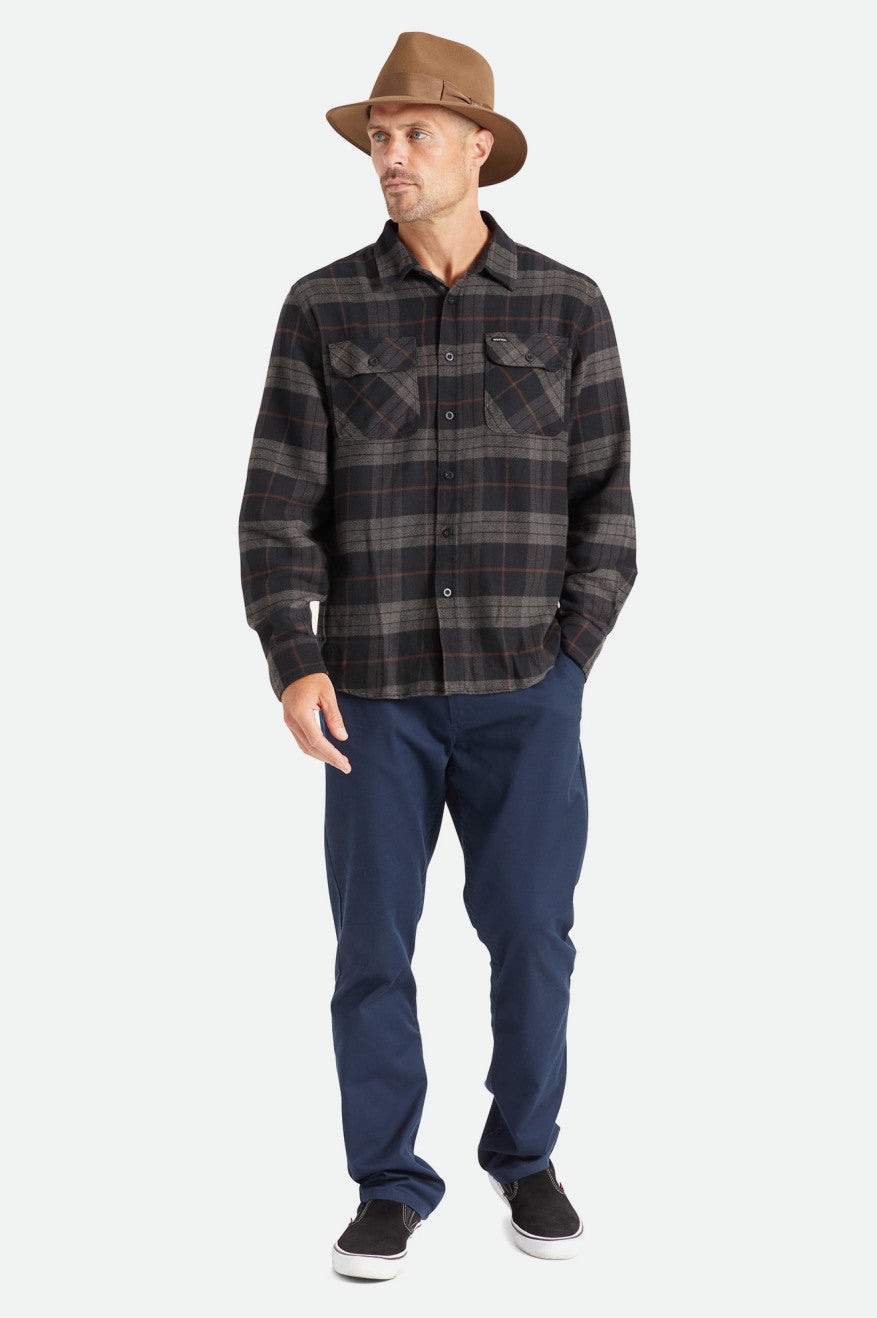 Brixton Bowery L/S Flanell Toppe Herre Sort Grå | 2694YPHXN