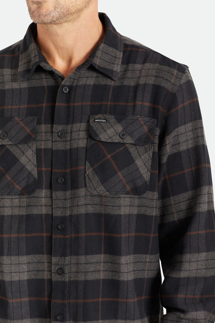 Brixton Bowery L/S Flanell Toppe Herre Sort Grå | 2694YPHXN