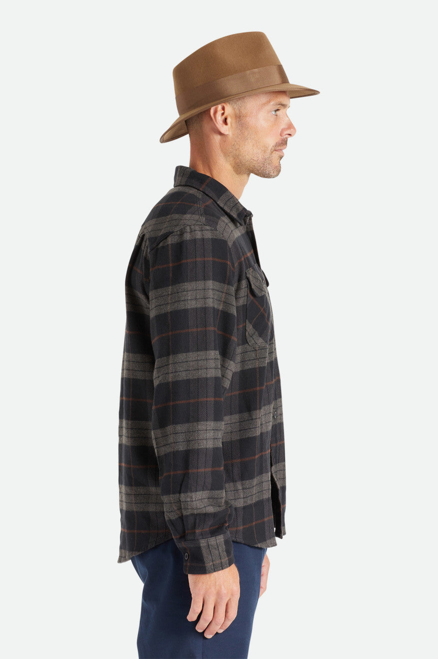 Brixton Bowery L/S Flanell Toppe Herre Sort Grå | 2694YPHXN