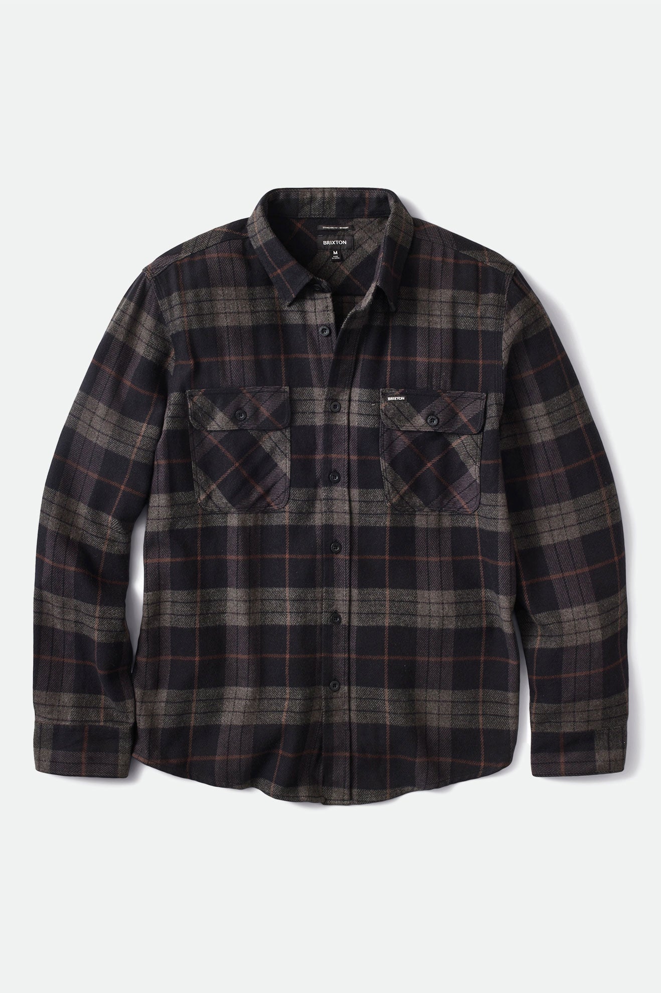 Brixton Bowery L/S Flanell Toppe Herre Sort Grå | 2694YPHXN