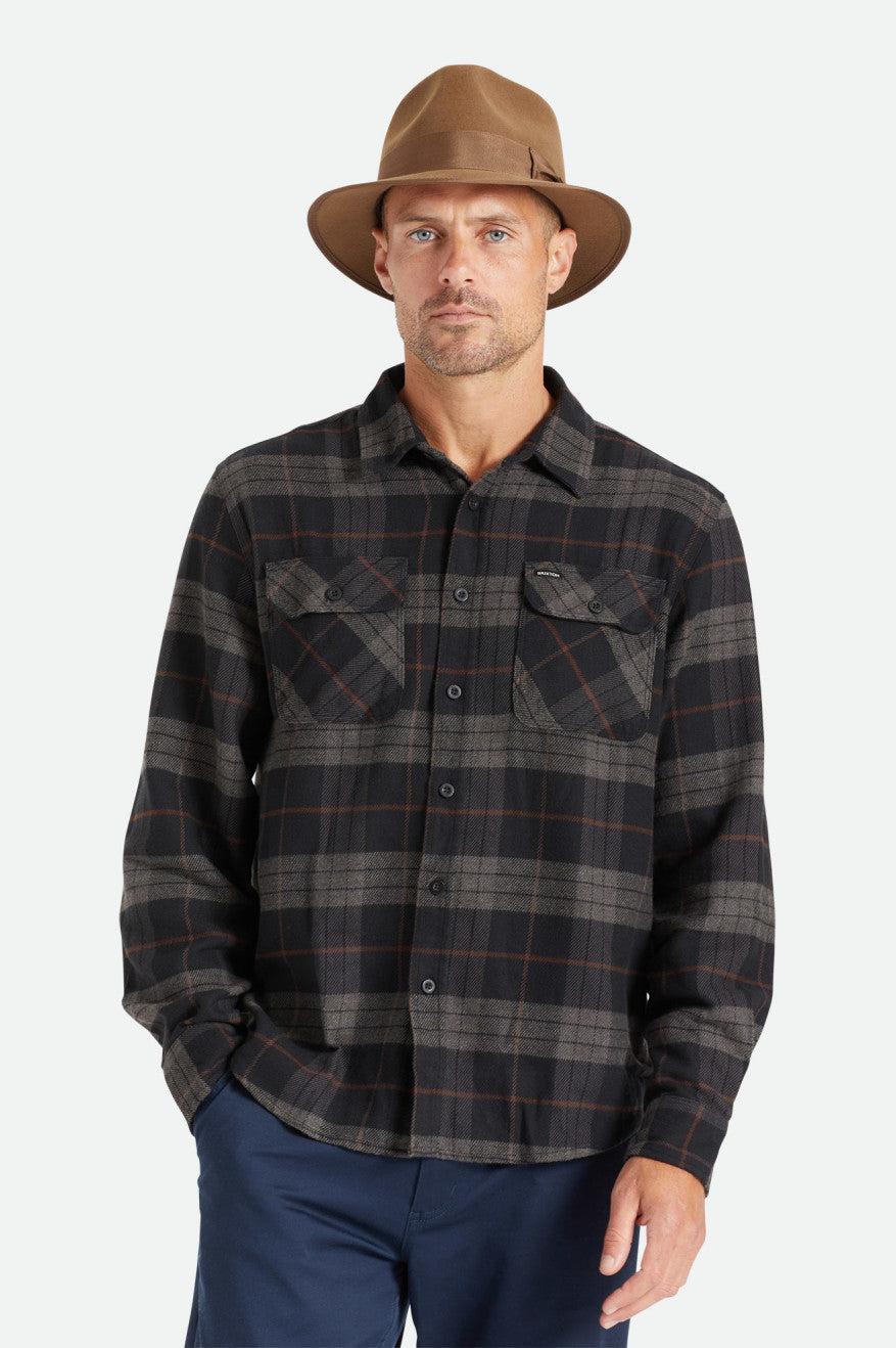 Brixton Bowery L/S Flanell Toppe Herre Sort Grå | 2694YPHXN