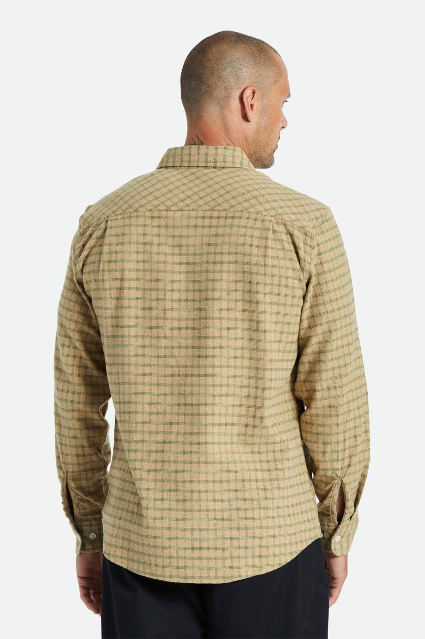 Brixton Bowery Stretch L/S Utility Flanell Toppe Herre Beige Olivengrøn | 1782QFMVU