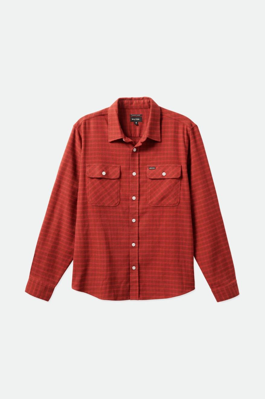 Brixton Bowery Stretch L/S Utility Flanell Toppe Herre Rød | 9540DAXJP