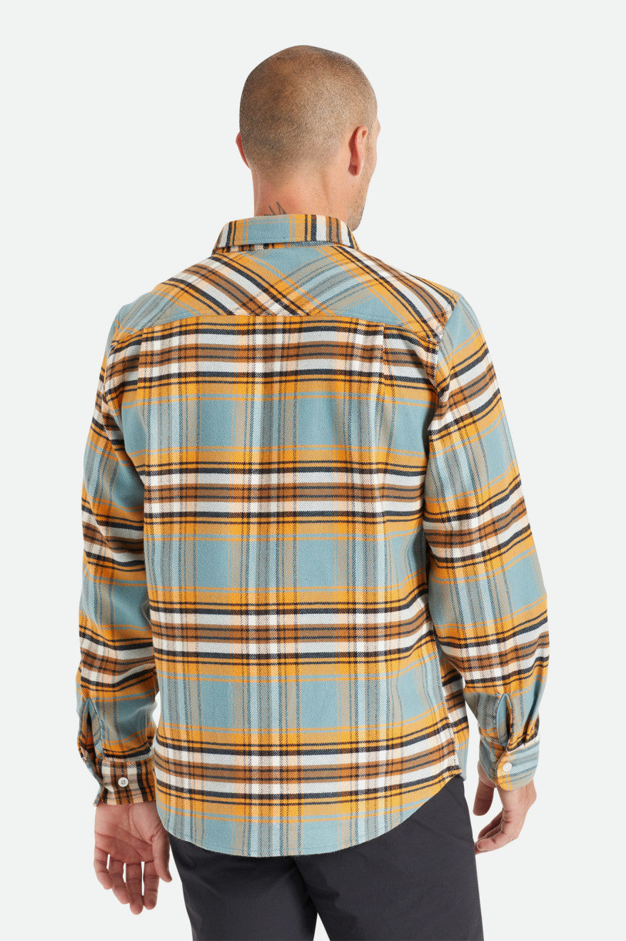 Brixton Bowery Stretch L/S Utility Flanell Toppe Herre Orange Hvide | 9623TOBVQ