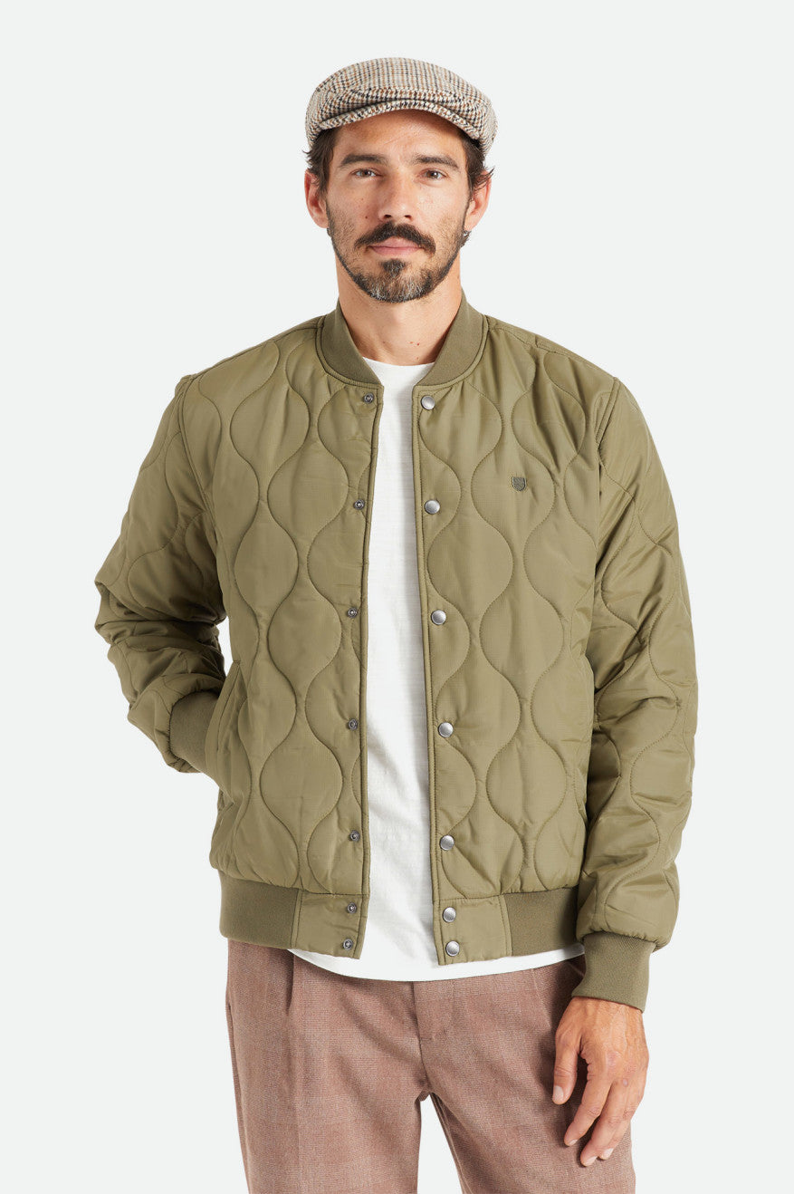 Brixton Dillinger Quiltet Bomber Jakke Herre Olivengrøn | 0827OLRGY