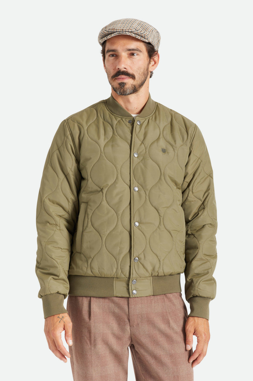 Brixton Dillinger Quiltet Bomber Jakke Herre Olivengrøn | 0827OLRGY