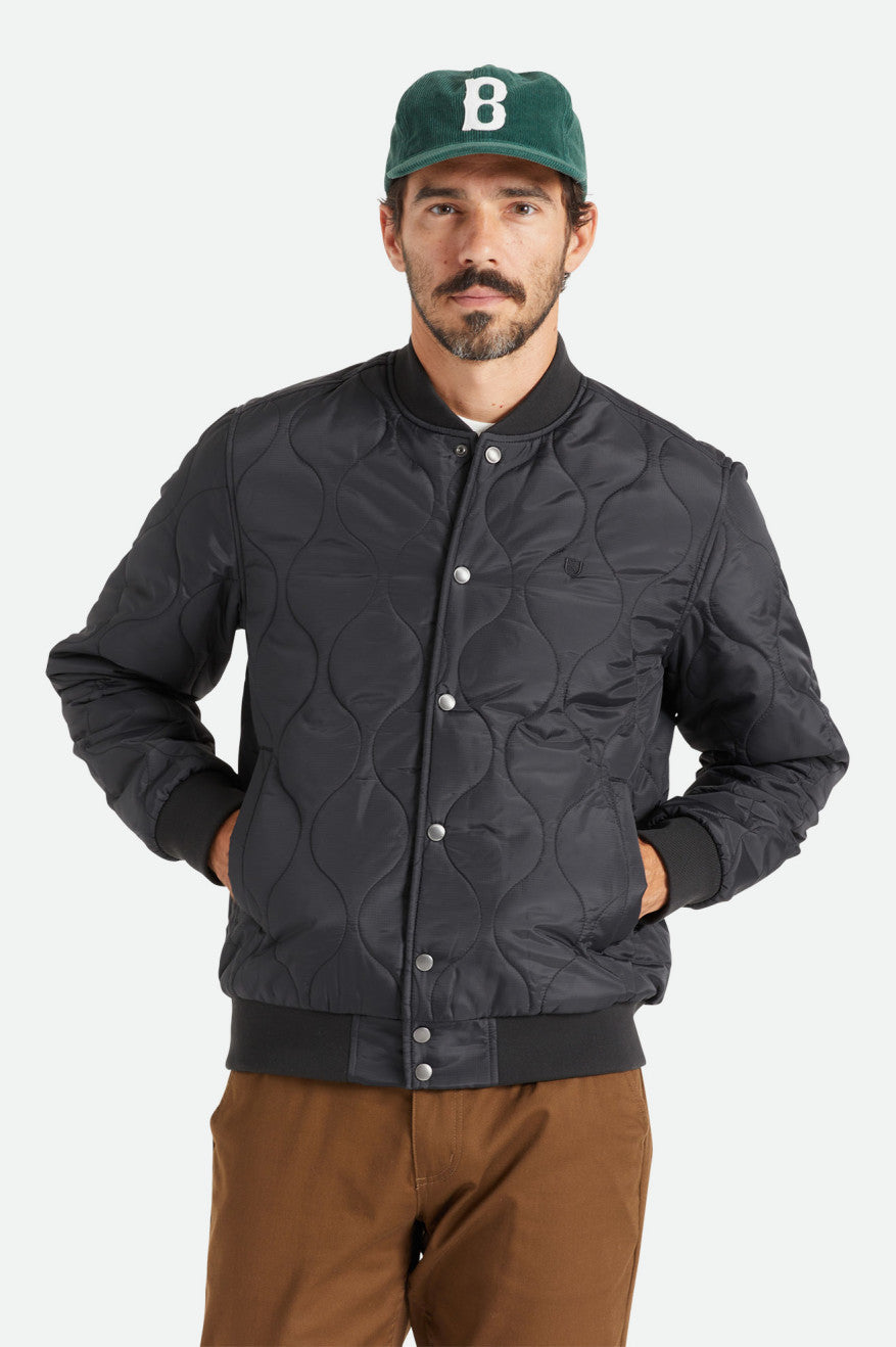 Brixton Dillinger Quiltet Bomber Jakke Herre Sort | 4267DYGWF