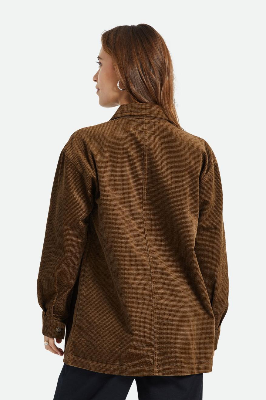 Brixton Dundee Corduroy Overshirt Toppe Dame Brune | 4603JMEVC