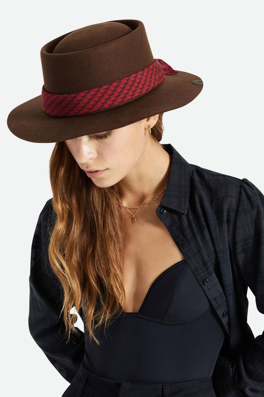 Brixton Fender Jaguar Contour Fedora Fedoras Dame Brune | 6138HOLYK