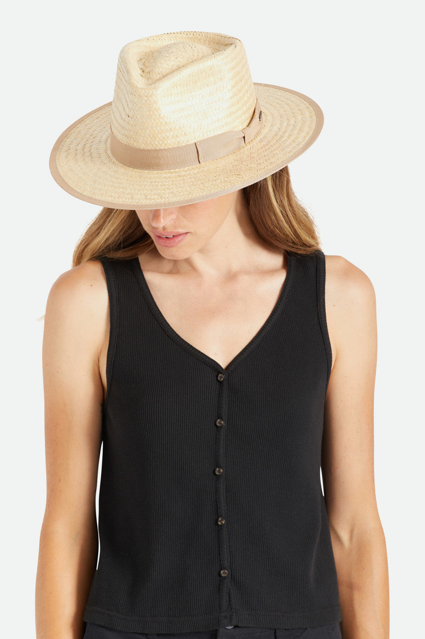 Brixton Jo Kort Brim Palmilla Hat Dame Beige | 9280MLTQP