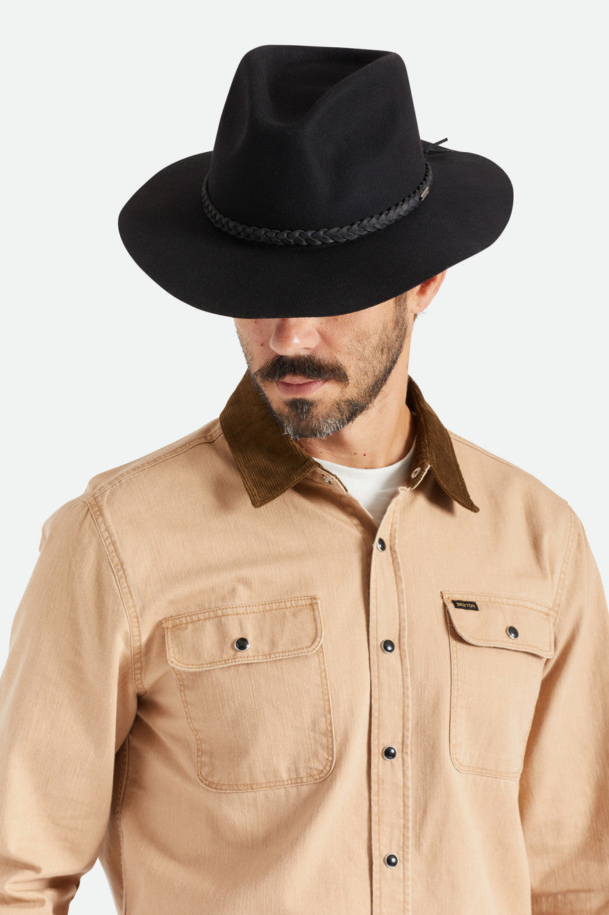 Brixton Messer Western Fedora Fedoras Dame Sort | 6540ICSJY