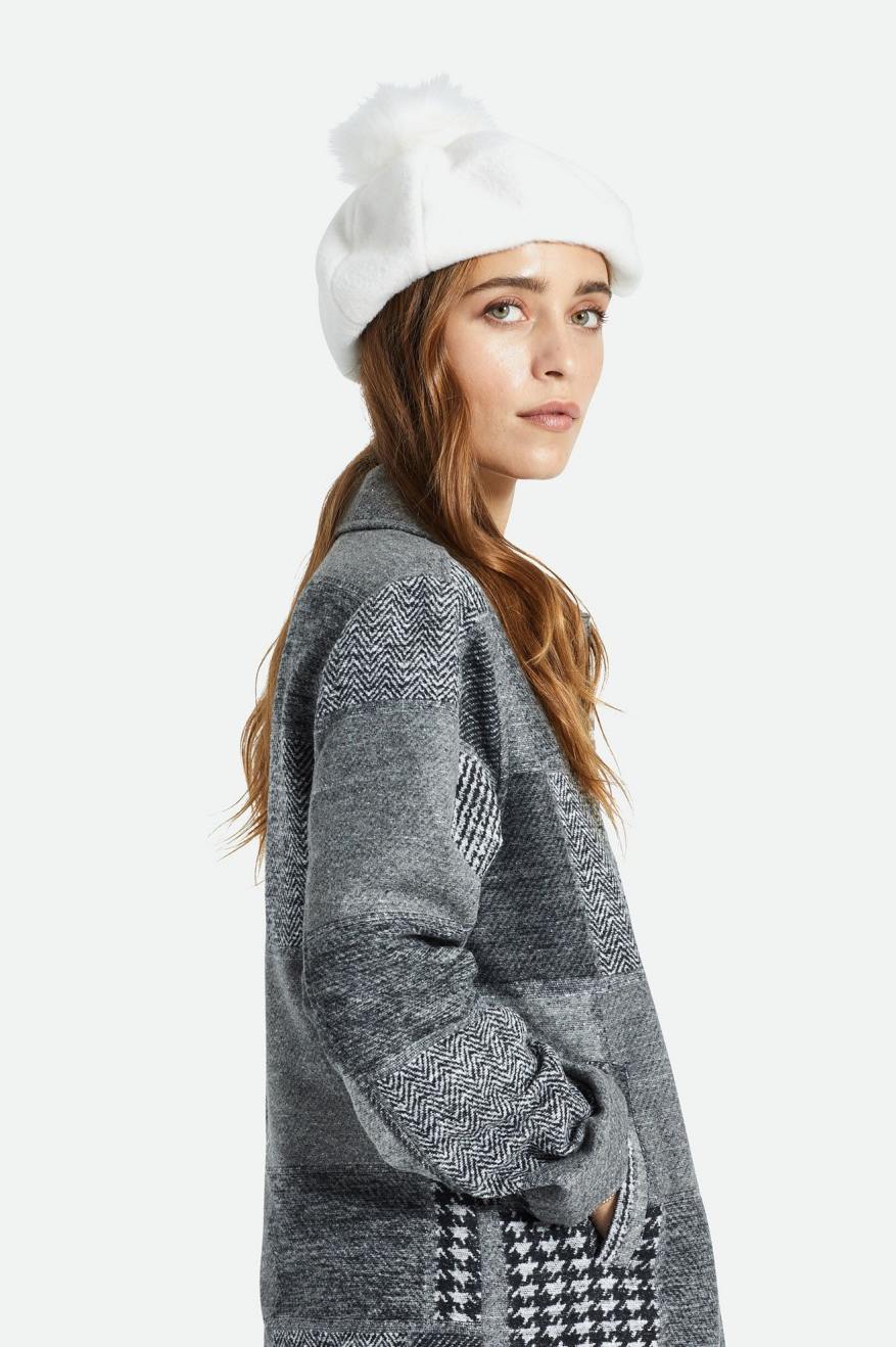 Brixton Natalie Oversized Pom Beret Hat Dame Hvide | 2381ZMTSP