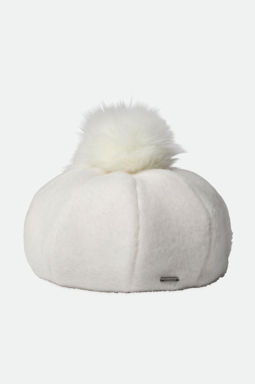 Brixton Natalie Oversized Pom Beret Hat Dame Hvide | 2381ZMTSP