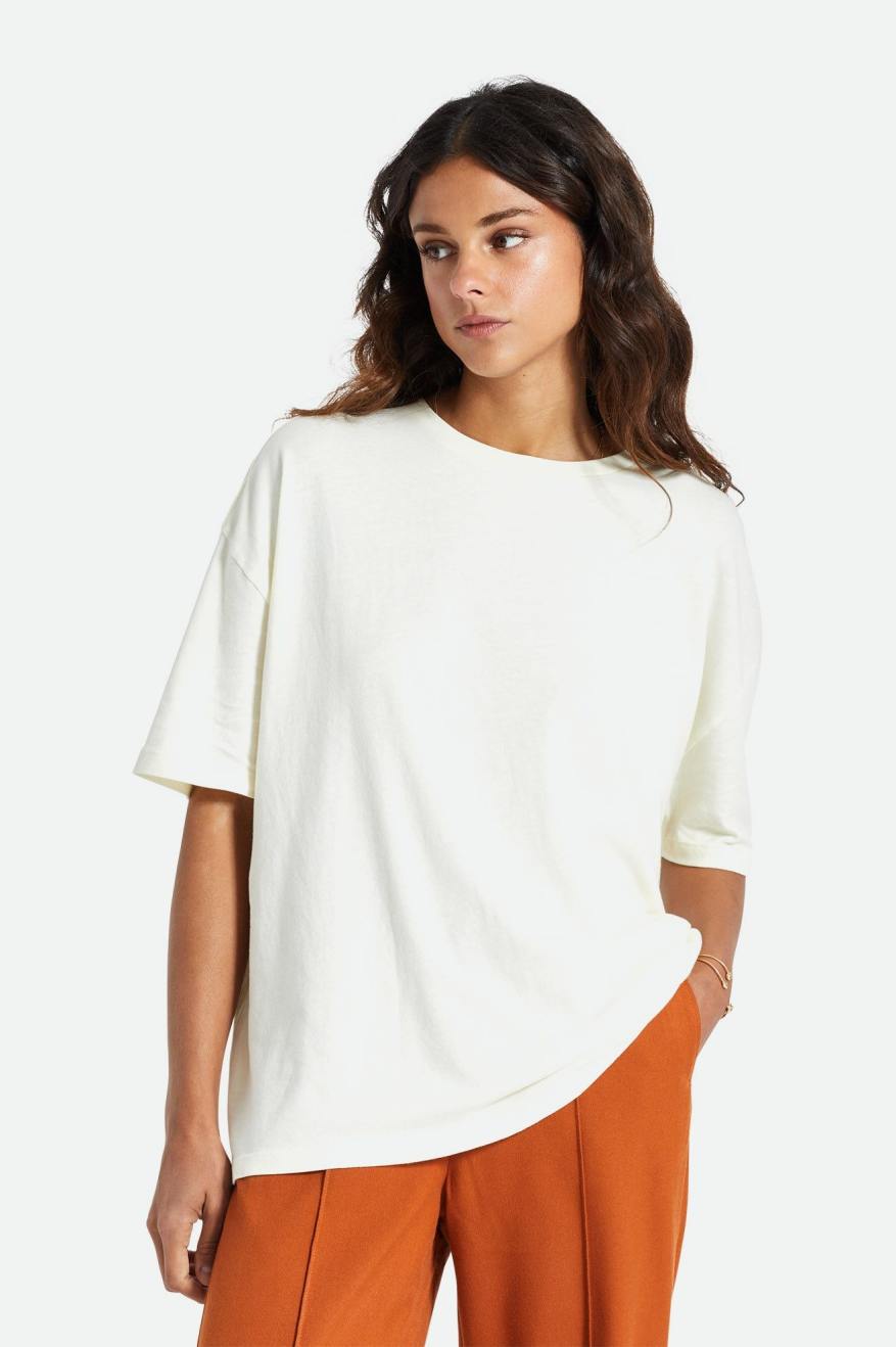 Brixton Oversized Boyfriend Tee Toppe Dame Hvide | 7062NGKZT