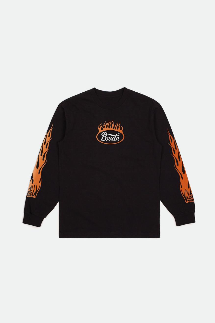 Brixton Parsons Flame L/S Standard Toppe Herre Sort Hvide Orange | 7236NQSFA