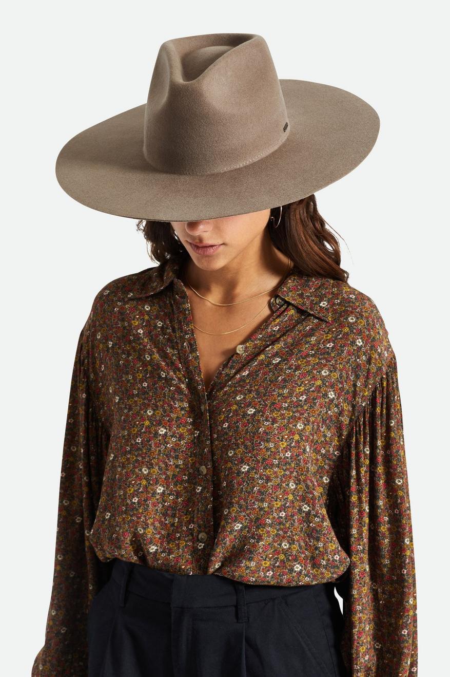 Brixton Primrose Felt Fedora Fedoras Dame Grå | 1643DTAJC