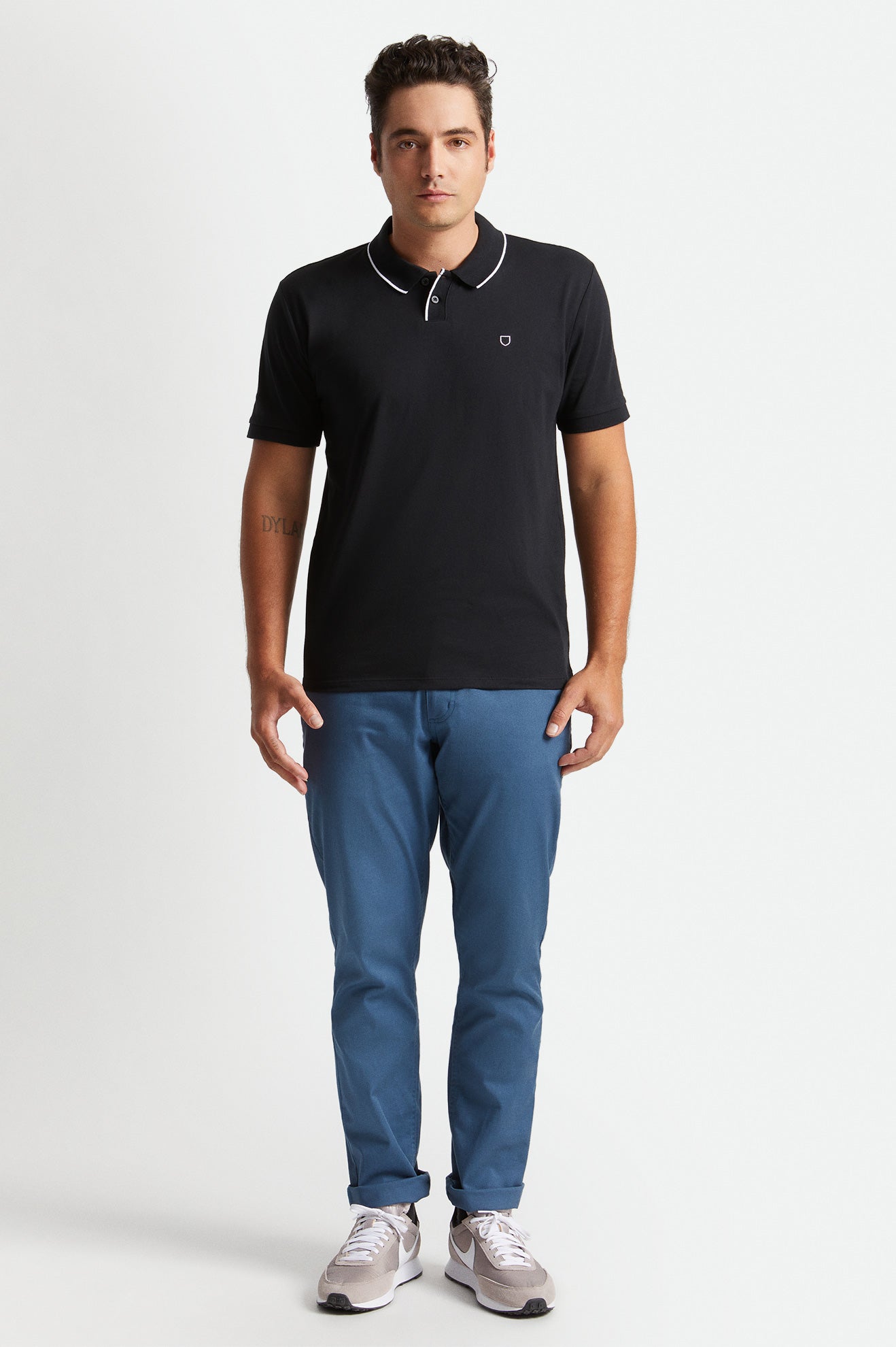 Brixton Proper S/S Polo Strikkevarer Herre Sort Hvide | 0859LTKIM